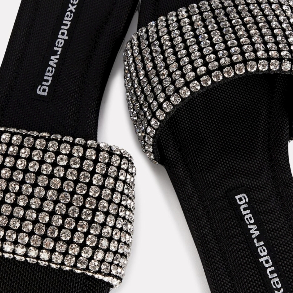 Alexander Wang Anya Crystal Flat Slide Sandals